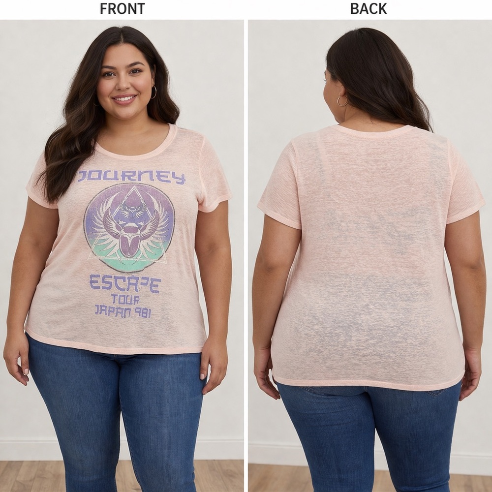 Torrid Size 1 (14/16) Journey Graphic Tee – Pink Vintage Wash Band Shirt
